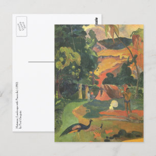 Carte Postale Paysage avec des paons par Paul Gauguin