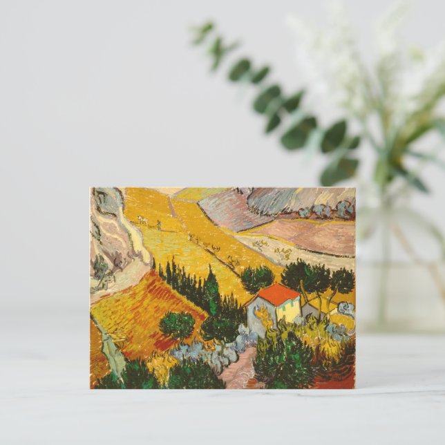 Carte Postale Paysage avec Maison et PloughmaVincent van Gogh (Debout devant)