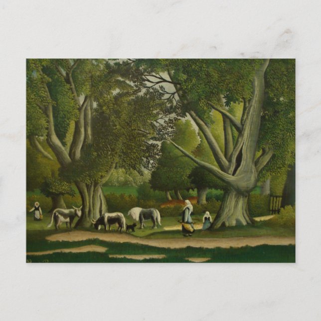 Carte Postale Paysage avec Milkmaits par Henri Rousseau (Devant)