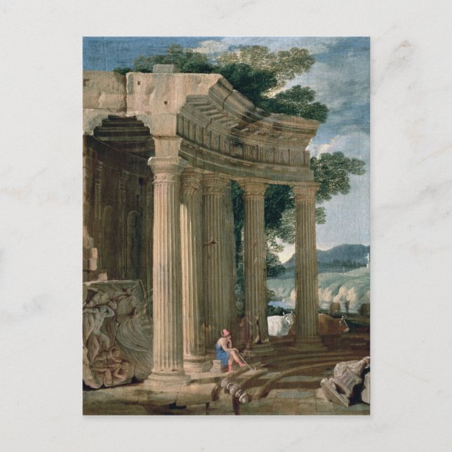 Carte Postale Paysage avec ruines et berger (Devant)