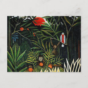 Carte Postale Paysage avec singes par Henri Rousseau
