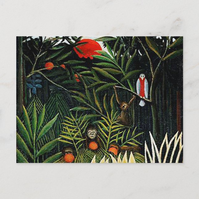 Carte Postale Paysage avec singes par Henri Rousseau (Devant)