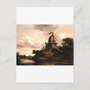 Carte Postale Paysage avec une œuvre d'art de moulin à vent