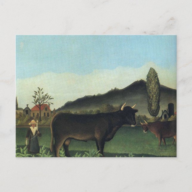 Carte Postale Paysage avec vache par Henri Rousseau (Devant)
