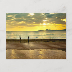 Carte Postale Paysage balnéaire bleu et jaune