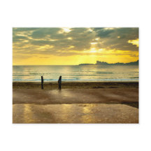 Paysage balnéaire bleu et jaune