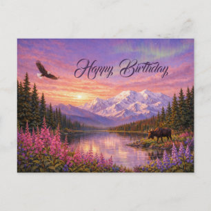 Carte Postale Paysage coloré d'Alaska pour un anniversaire