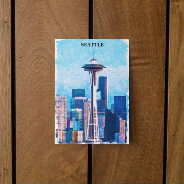 Carte Postale Paysage coloré de Seattle Washington (Seattle USA postcard)