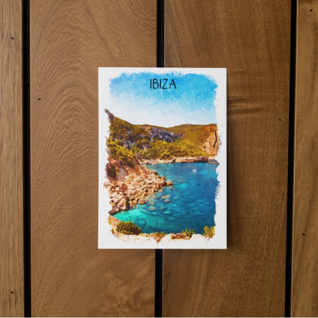 Carte Postale Paysage coloré Ibiza Espagne aquarelle (ibiza spain watercolor postcard)