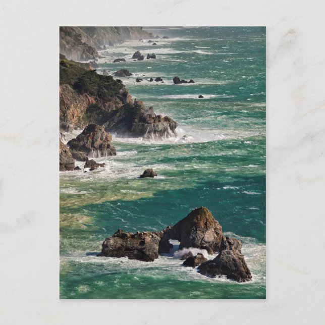 Carte Postale Paysage côtier avec vagues (Devant)