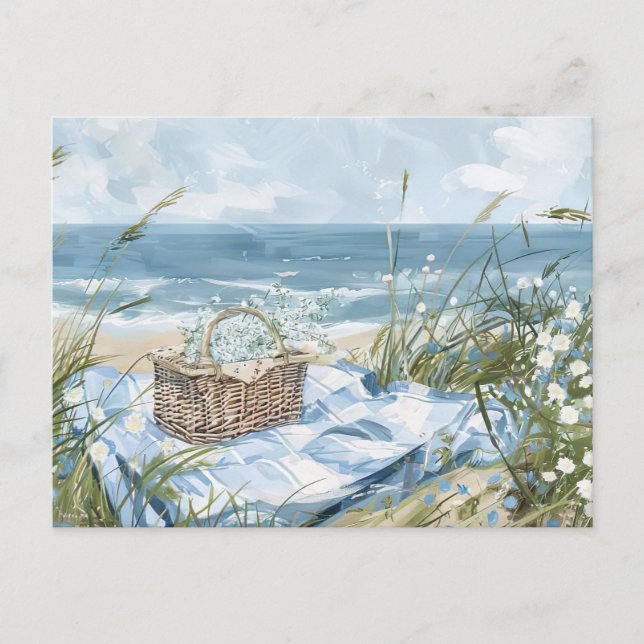 Carte Postale paysage côtier bleu clair et blanc (Devant)