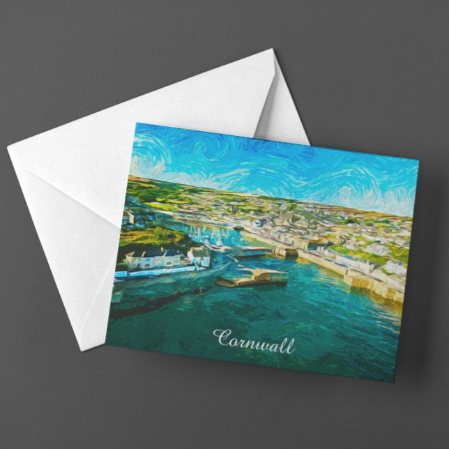 Carte Postale Paysage côtier de Cornouailles Angleterre peinture (Cornwall England Coastal Scenery Oil Paint Postcard)
