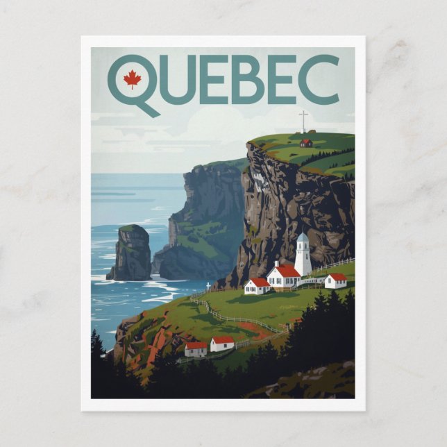 Carte Postale Paysage côtier québécois canadien avec phare (Devant)