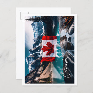 Carte Postale Paysage culturel du Canada avec drapeau