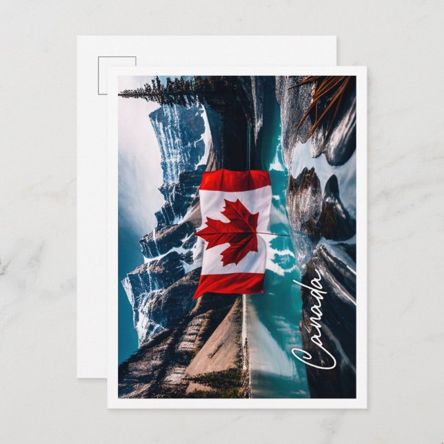 Carte Postale Paysage culturel du Canada avec drapeau (Devant / Derrière)