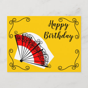 Carte Postale Paysage d'anniversaire aux coins d'éventail espagn