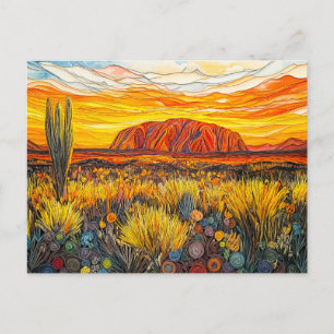 Carte Postale Paysage d'arrière-pays d'Uluru dans le style de qu
