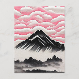 Carte Postale Paysage d'art japonais de montagne vintage
