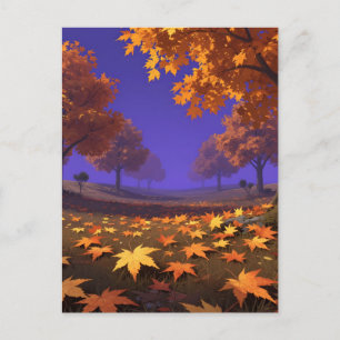 Carte Postale Paysage d'automne avec feuilles d'érable