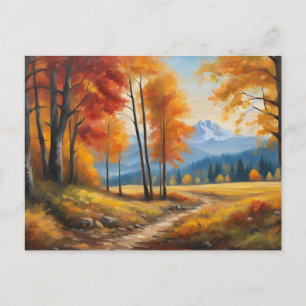 Carte Postale Paysage d'automne avec orangers et montagnes