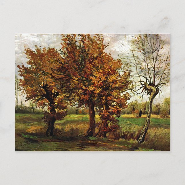 Carte Postale Paysage d'automne avec quatre arbres par van Gogh (Devant)