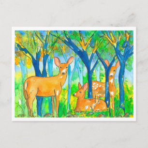 Carte Postale Paysage d'automne des cerfs forestiers