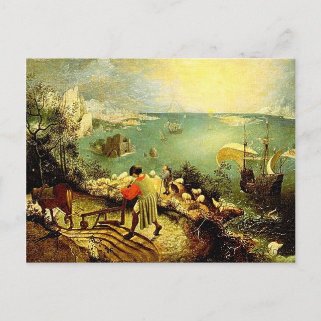 Carte Postale Paysage de Bruegel avec la chute d'Icarus - 1558 (Devant)