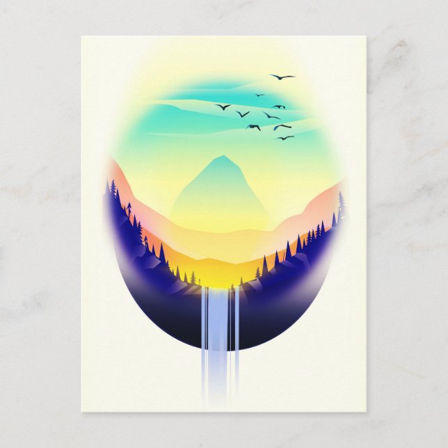 Carte Postale Paysage de cascade (Devant)