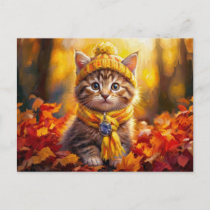 Carte Postale Paysage de chaton orange Cottagecore rustique d'au