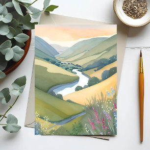 Carte Postale Paysage de collines ondoyantes   Aquarelle Belle