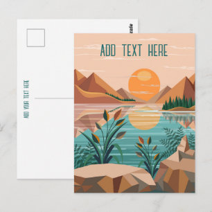 Carte Postale Paysage de coucher de soleil au lac de montagne pa