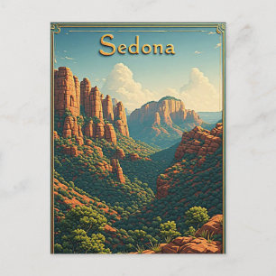 Carte Postale Paysage de coucher de soleil sur les rochers rouge