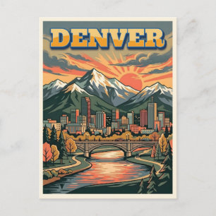 Carte Postale Paysage de Denver Colorado Voyage Vintage