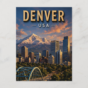 Carte Postale Paysage de Denver et Montagnes Rocheuses