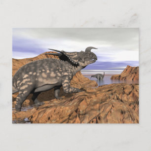 Carte Postale Paysage de dinosaures - rendu 3D