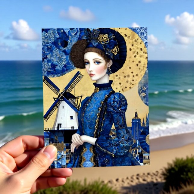 Carte Postale Paysage de femme hollandaise dorée (Créateur téléchargé)