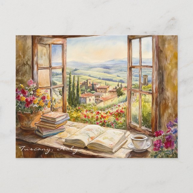 Carte Postale Paysage de la peinture toscane | Italie Travel Art (Devant)