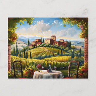 Carte Postale Paysage de la peinture toscane | Italie Travel Art
