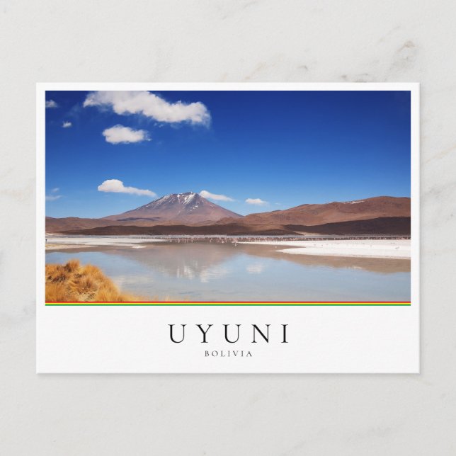 Carte Postale Paysage de l'Altiplano avec volcan à Uyuni, Bolivi (Devant)