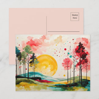 Carte Postale Paysage de l'aquarelle d'automne serene