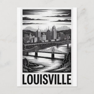 Carte Postale Paysage de Louisville Kentucky Noir Blanc Gravure 