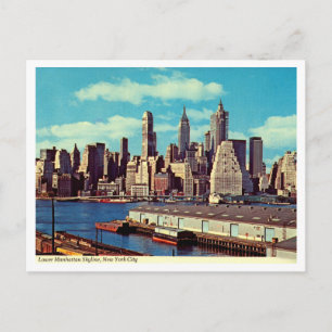Carte Postale Paysage de Lower Manhattan, années 1970 Vintage