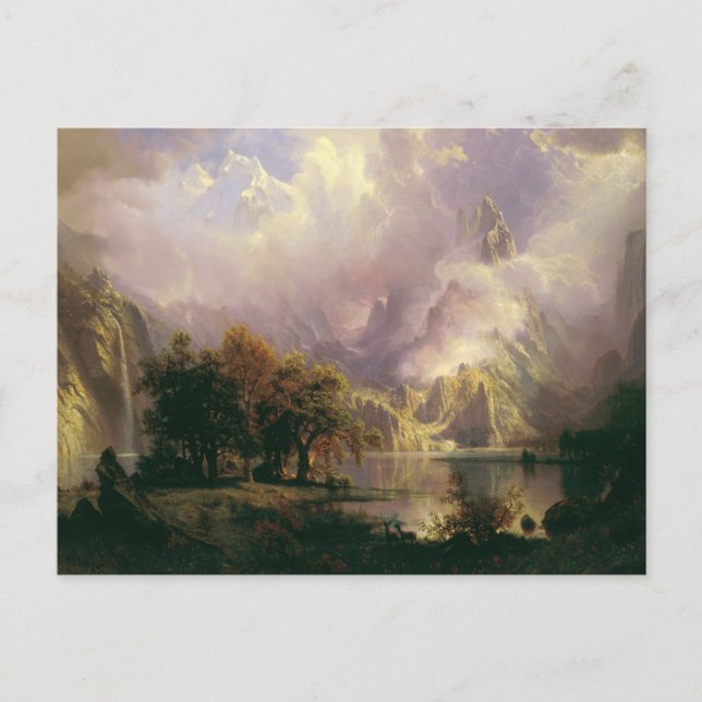 Carte Postale Paysage de montagne rocheuse par Albert Bierstadt, (Devant)