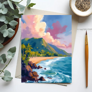 Carte Postale Paysage de montagnes de Fidji peinture de voyage