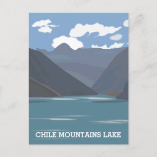 Carte Postale Paysage de montagnes et de lacs du Chili Illustrat