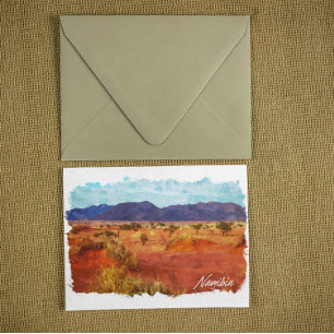 Carte Postale Paysage de Namibie Panorama Peinture à l'aquarelle