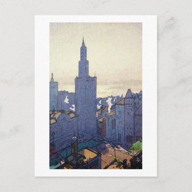 Carte Postale Paysage de New York, Hiroshi Yoshida, coupe de boi (Devant)