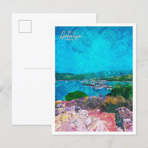 Carte Postale Paysage de peinture à l'huile d'Antalya Turquie
