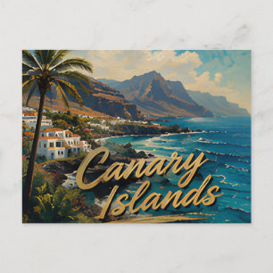 Carte Postale Paysage de plage à l'aquarelle des îles Canaries