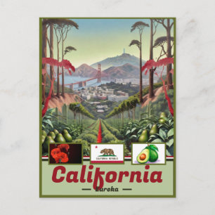 Carte Postale Paysage de rêve surréaliste en Californie : Emblèm